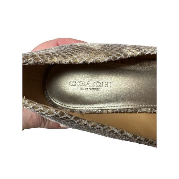 Coach Irene Women's 9 Brown Snake Skin Leather Pumps Slip On Shoes Taupe Neutral - Picture 5 of 9